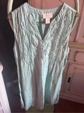 Cynthia Rowley Sleeveless Pintuck Pleated Tunic Linen Dress
